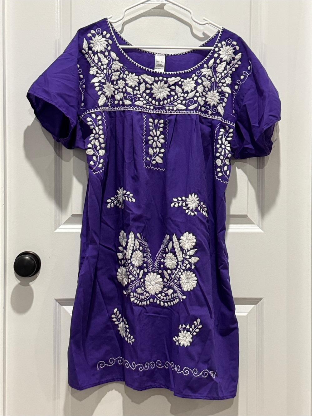 Liliana Purple Midi Dress with White Floral Embroidery